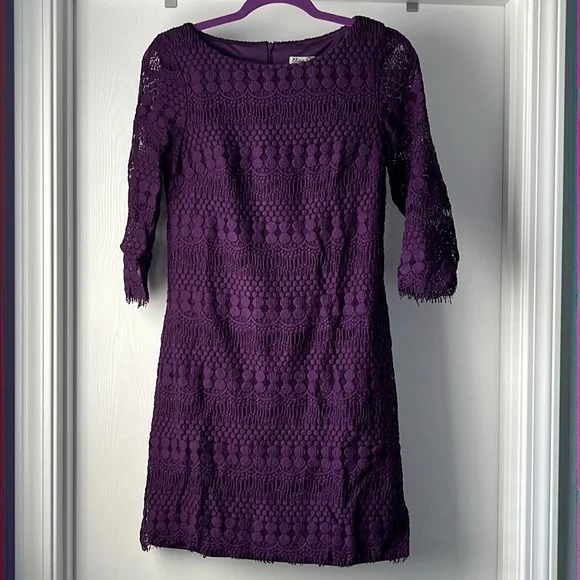 Eliza J | Dresses | Eliza J Purple Crochet Dress With Scalloped Trim Womens  6 | Poshmark